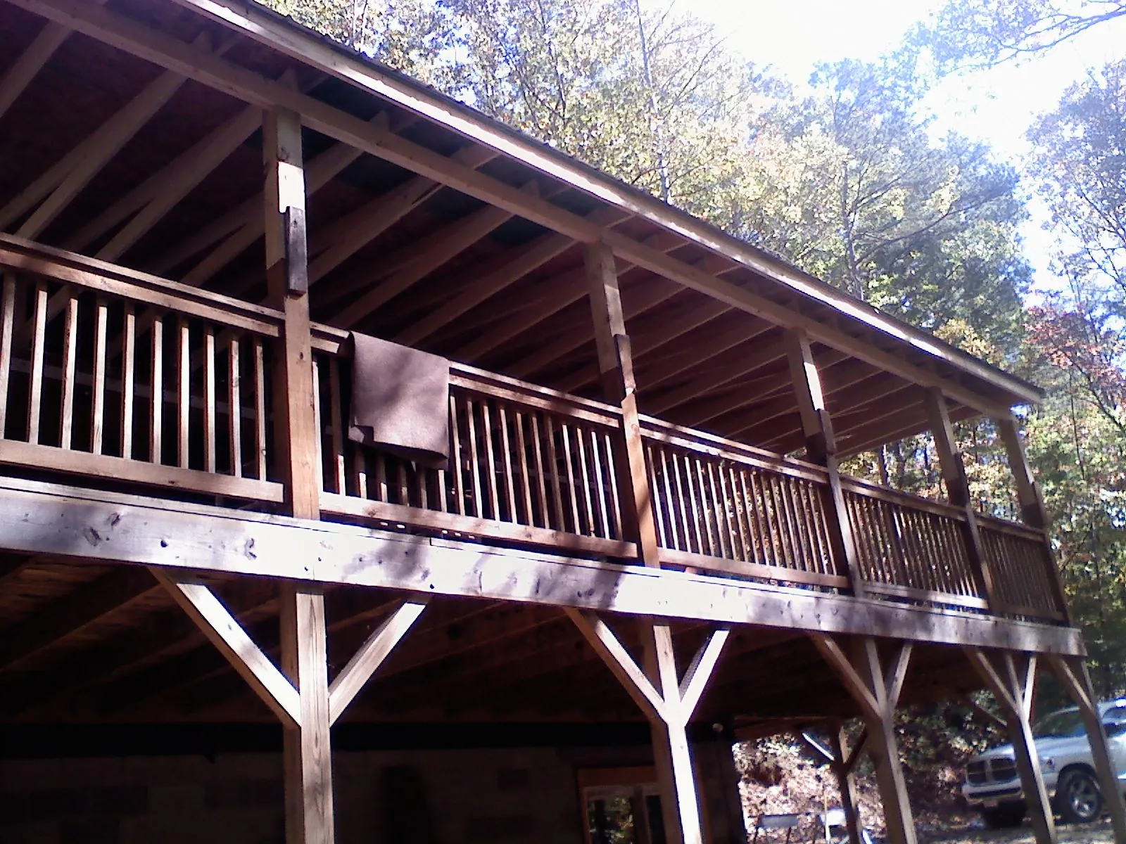 Timber framing under a new elevated porch and deck — Roof Leak Repair in Grand Island by Roofing Brothers